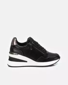 Женские кроссовки на танкетке с застежкой-молнией и шнурками Xti, черный