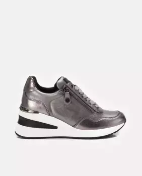 Женские кроссовки на танкетке с застежкой-молнией и шнурками Xti, серый