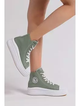 Женские кроссовки на толстой подошве до щиколотки на шнуровке Tonny Black