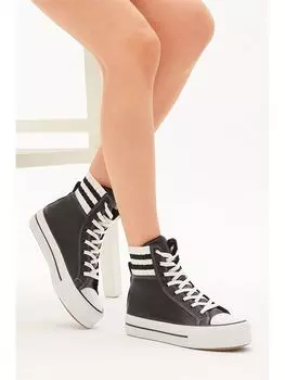 Женские кроссовки на толстой подошве со шнуровкой Tonny Black