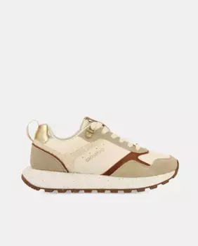 Женские кроссовки с эффектом овчины и металлизированными деталями Gioseppo, бежевый