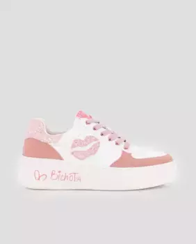 Женские кроссовки с блестками и декоративным поцелуем Blogger, розовый