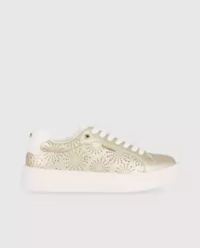 Женские кроссовки с толстым носком и шнуровкой Chika10, золото