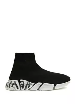 Женские кроссовки speed 2 graffiti black sock form Balenciaga