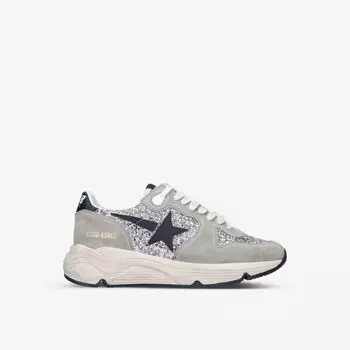 Женские кроссовки средней длины из замши с блестящими вставками running sole 60246 Golden Goose, цвет metal comb