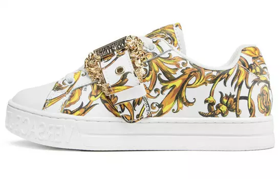 Женские кроссовки Versace с пряжкой «Baroque Print - White Gold» Versace Jeans