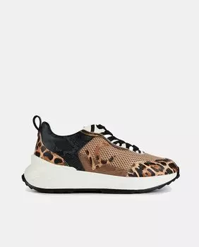 Женские кроссовки в форме шлема из текстиля и полиуретана с анималистическим принтом и сеткой Lola Casademunt, коричневый