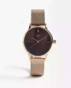 Женские круглые часы Parfois из нержавеющей стали, розовое золото