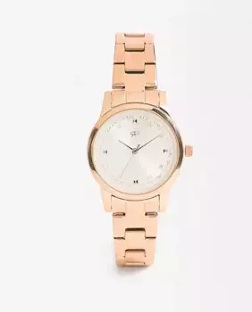 Женские круглые часы Parfois из нержавеющей стали, розовое золото