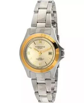 Женские круглые двухцветные часы-браслет из нержавеющей стали TIMETECH, серебро