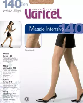 Женские кружевные чулки Varicel плотностью 140 ден, бежевый