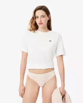Женские кружевные трусики с логотипом на поясе Lacoste, розовый