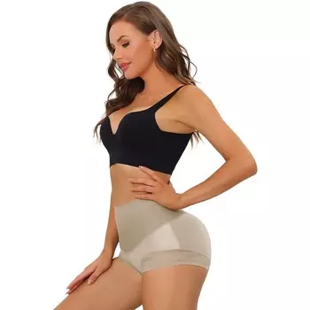 Женские кружевные трусы с высокой талией, корректирующее белье, подтягивающие бедра, трусики с контролем живота, Bodyshaper ALLEGRA K, цвет Light Brown