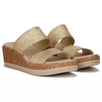 Женские курортные сандалии на средней/широкой танкетке Bzees, желтый