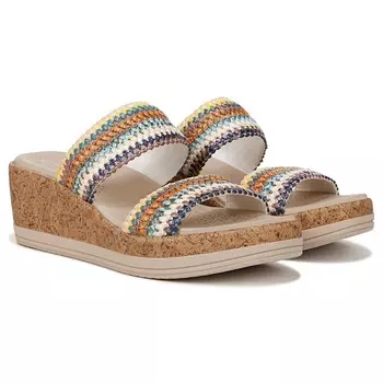 Женские курортные сандалии на средней/широкой танкетке Bzees, мультиколор