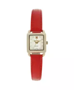 Женские квадратные часы 20 мм с глянцевым красным кожаным ремешком Peugeot, красный