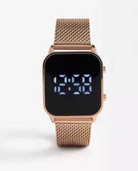 Женские квадратные цифровые часы Parfois из нержавеющей стали со сменным ремешком, розовый