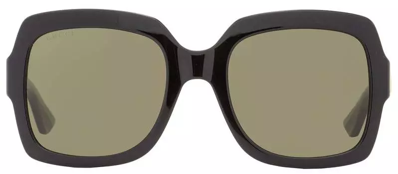 Женские квадратные солнцезащитные очки Gucci GG0036SN цвет 002 Черные/Зеленые/Красные 54 мм