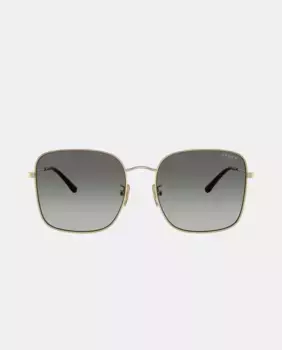 Женские квадратные солнцезащитные очки металлик с градиентными линзами коричневого цвета Vogue, золотой