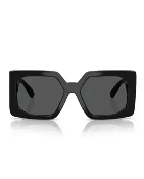 Женские квадратные солнцезащитные очки впрыснутые в сером цвете Versace, черный