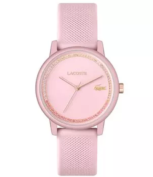 Женские кварцевые аналоговые часы Lacoste 12.12 с розовым силиконовым ремешком, розовый