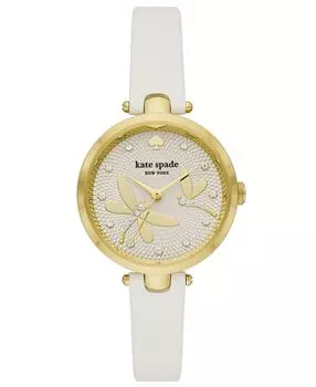 Женские кварцевые белые кожаные часы Holland с тремя стрелками, 34 мм kate spade new york, белый