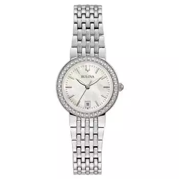 Женские кварцевые часы Bulova 34 мм серебристого тона 96R239, серебряный