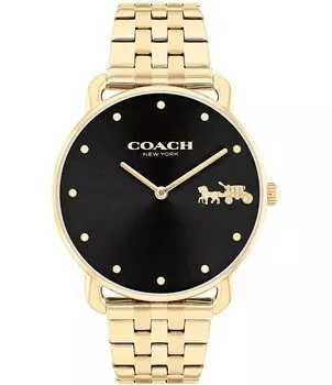 Женские кварцевые часы Elliot COACH с черным циферблатом и браслетом из нержавеющей стали золотого тона, золотой