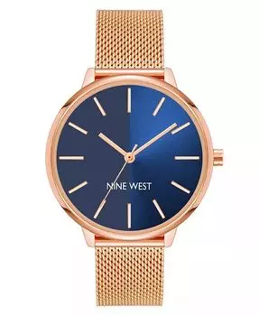 Женские кварцевые часы из нержавеющей стали цвета розового золота с сетчатым ремешком, 40 мм Nine West, мультиколор
