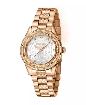 Женские кварцевые часы из нержавеющей стали розового золота 32 мм Roberto Cavalli, розовый