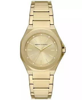 Женские кварцевые часы из нержавеющей стали с тремя стрелками золотистого цвета, 34 мм A|X Armani Exchange, желтый