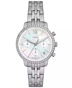 Женские кварцевые часы из нержавеющей стали серебристого цвета, 36 мм Fossil, серебро
