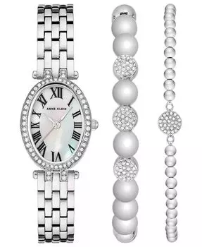 Женские кварцевые часы из серебристого сплава, 22 мм Anne Klein, серебро
