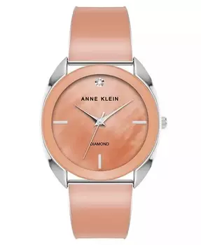 Женские кварцевые часы из серебристого сплава и лиловой эмали, 34 мм Anne Klein, оранжевый