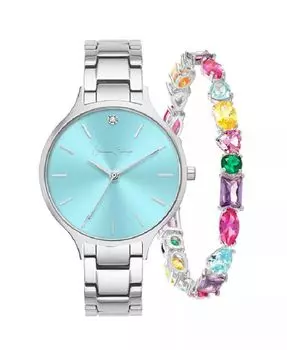 Женские кварцевые часы из сплава серебристого цвета с браслетом, 36 мм, подарочный набор Jessica Carlyle, мультиколор