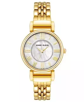 Женские кварцевые часы из золотистого сплава со звеньями и перламутровым браслетом, 30 мм Anne Klein, золото