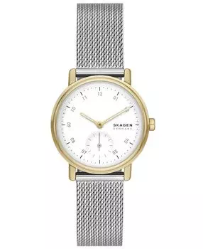 Женские кварцевые часы Kuppel Lille с тремя стрелками, серебристая нержавеющая сталь, 32 мм Skagen, серебро