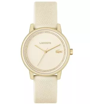 Женские кварцевые часы Lacoste 12.12 с силиконовым ремешком цвета шампанского, слоновая кость