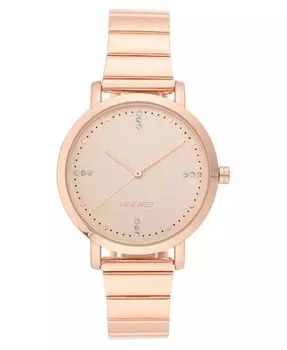 Женские кварцевые часы с браслетом из нержавеющей стали цвета розового золота, 36 мм Nine West, мультиколор