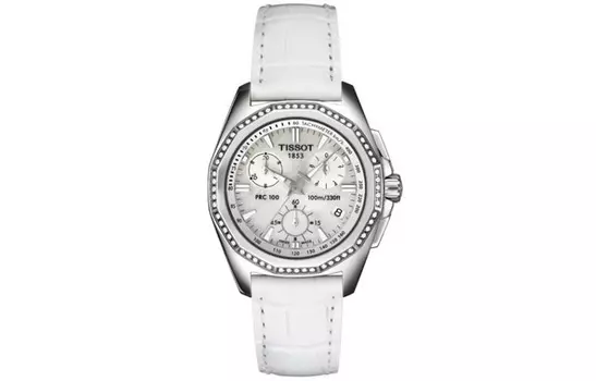 Женские кварцевые часы с серебристым циферблатом 33 мм, корпусом из нержавеющей стали и кожаным ремешком TISSOT