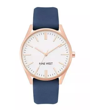 Женские кварцевые часы с темно-синим ремешком из искусственной кожи, 36 мм Nine West, мультиколор