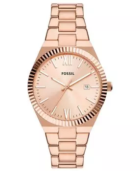 Женские кварцевые часы Scarlette с браслетом из нержавеющей стали цвета розового золота, 38 мм Fossil, золотой