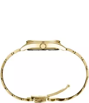 Женские кварцевые часы Seiko Essential с аналоговым серебряным циферблатом и золотым браслетом из нержавеющей стали, золотой