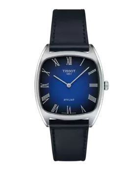 Женские кварцевые часы Stylist в синей коже Tissot, синий