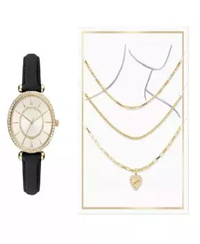 Женские кварцевые черные часы из полиуретановой кожи, 34 мм, подарочный набор Jessica Carlyle, черный