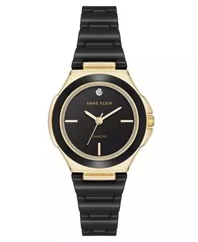 Женские кварцевые черные керамические часы-браслет, 30 мм Anne Klein, мультиколор