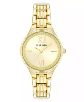 Женские кварцевые круглые часы из золотистого сплава, 28 мм Anne Klein, желтый