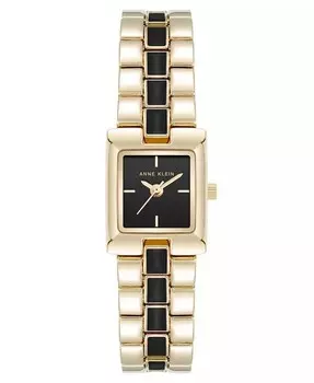 Женские кварцевые миниатюрные часы с центральным звеном из сплава металла, черной эмалью, 17,5 мм Anne Klein, мультиколор