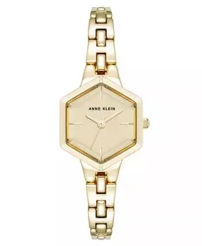 Женские кварцевые миниатюрные шестиугольные часы-браслет из металлического сплава золотистого цвета, 21 мм Anne Klein, золото