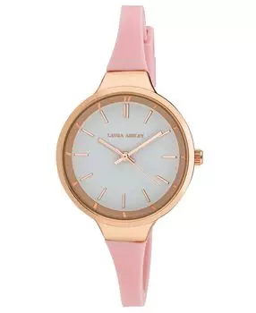 Женские кварцевые розовые силиконовые часы 34 мм Laura Ashley, золотой